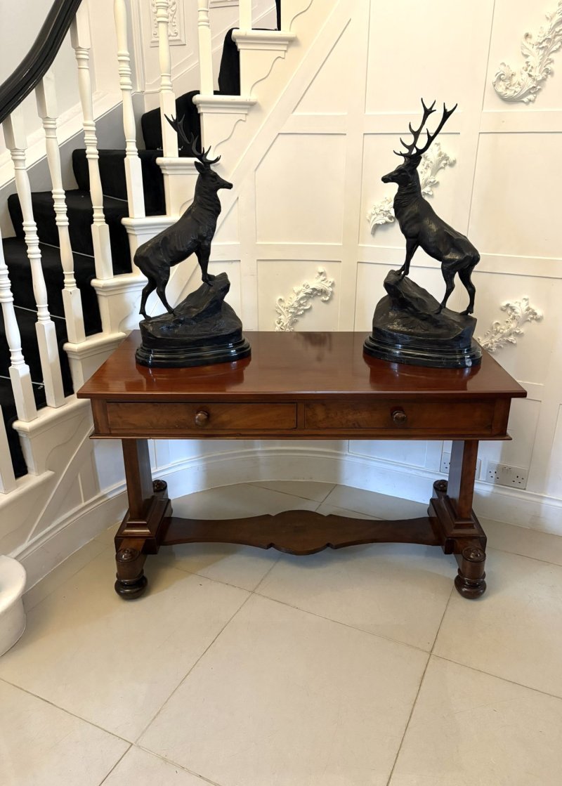 Antique Victorian Quality Figured Mahogany Writing Table/Desk - Image 2